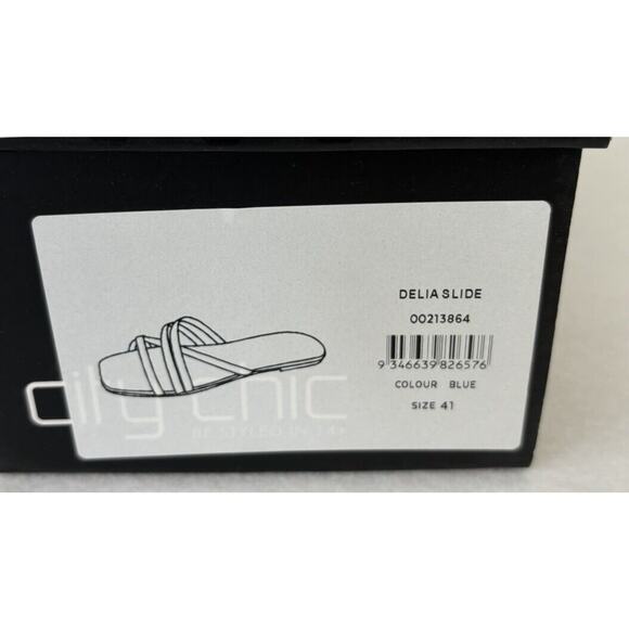 City Chic Sandals Women's 10 Light Blue Delia Slides Strappy Summer New in Box - Picture 7 of 7